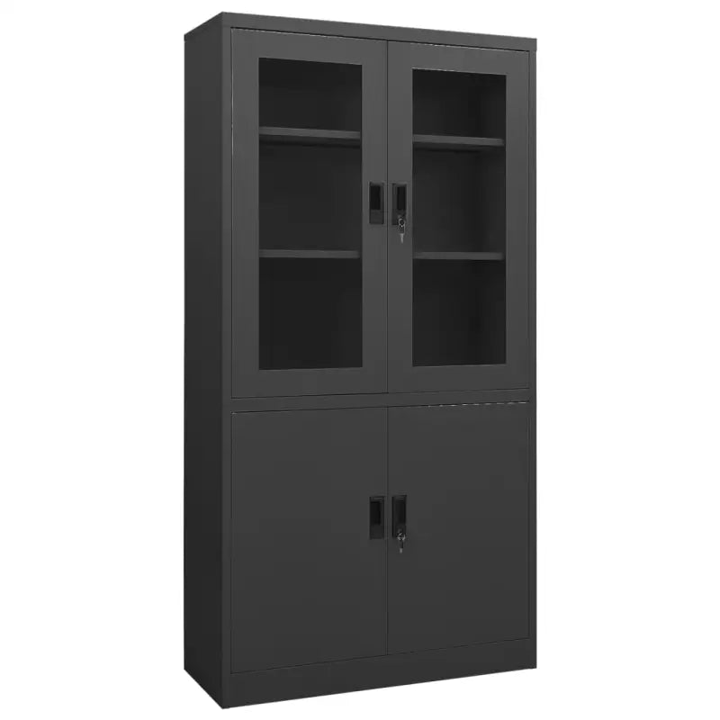 Opbergkast met verstelbare schappen en gehard glas voordeur - Antraciet / 1 - Opbergkasten & lockerkasten