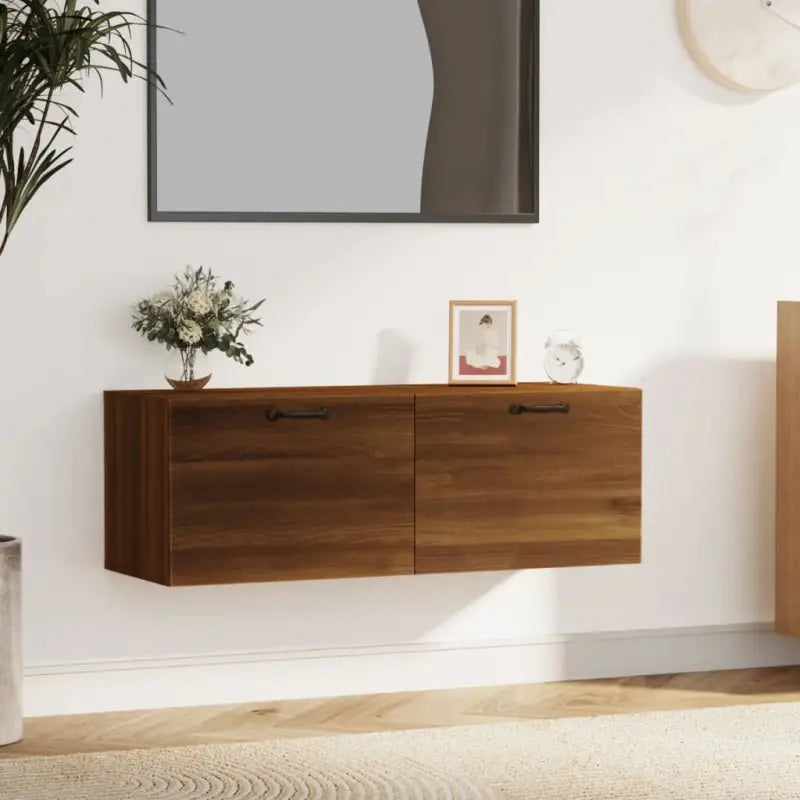 Opbergkast van bewerkt hout voor muurbevestiging en decoratie - bruin eikenkleur / 1 - Opbergkasten & lockerkasten