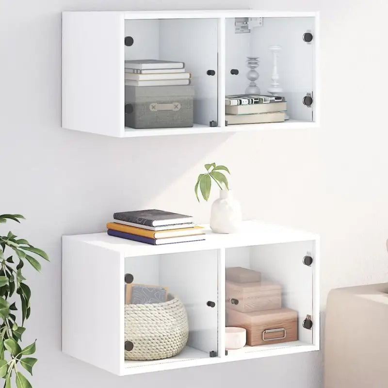 Opbergkasten met glazen deuren voor een lege muur decoratie - Wit / 2 - Opbergkasten & lockerkasten