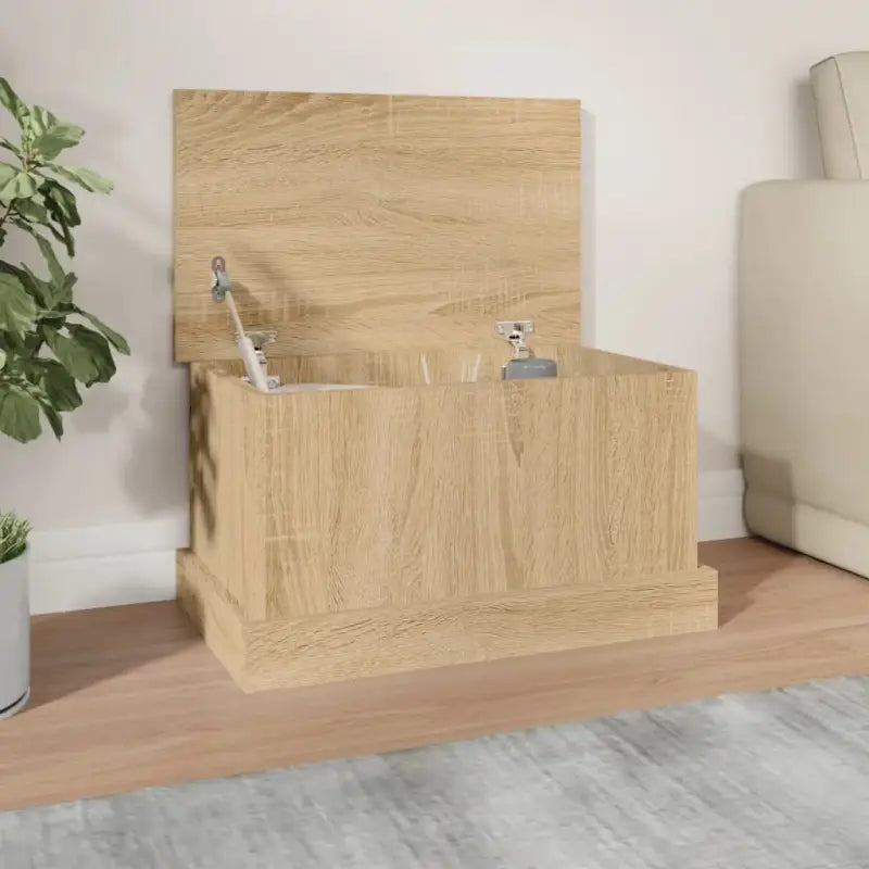 Opbergkist van bewerkt hout voor decoratie en praktische opbergruimte - Sonoma eiken / 50 x 30 x 28 cm / 1