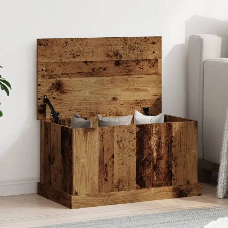 Opbergkist van bewerkt hout voor decoratie en praktische opbergruimte - Oud hout / 70 x 40 x 38 cm / 1 - Opbergkisten
