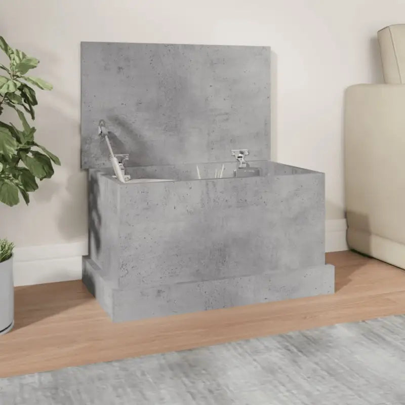 Opbergkist van bewerkt hout voor decoratie en praktische opbergruimte - Betongrijs / 50 x 30 x 28 cm / 1 - Opbergkisten