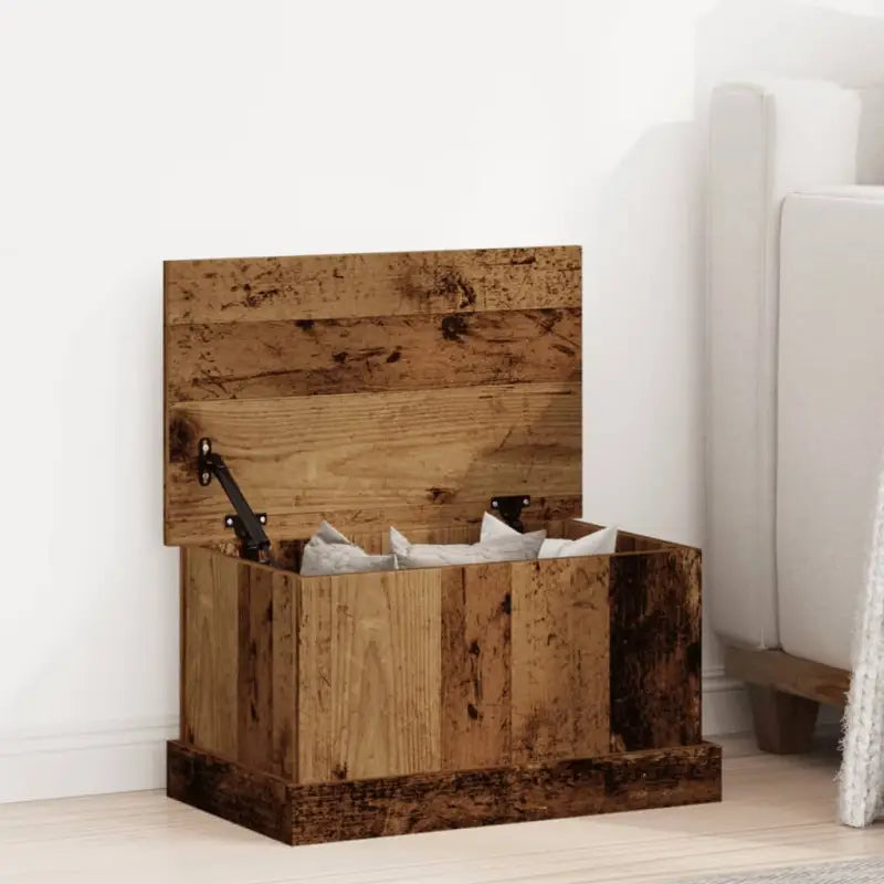 Opbergkist van bewerkt hout voor decoratie en praktische opbergruimte - Oud hout / 30 x 50 x 28 cm / 1 - Opbergkisten
