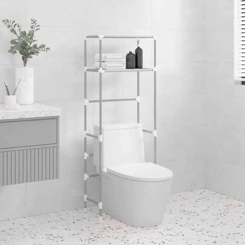 Opbergrek voor boven het toilet voor in een overvolle badkamer - Grijs - Handdoekrekken & -houders