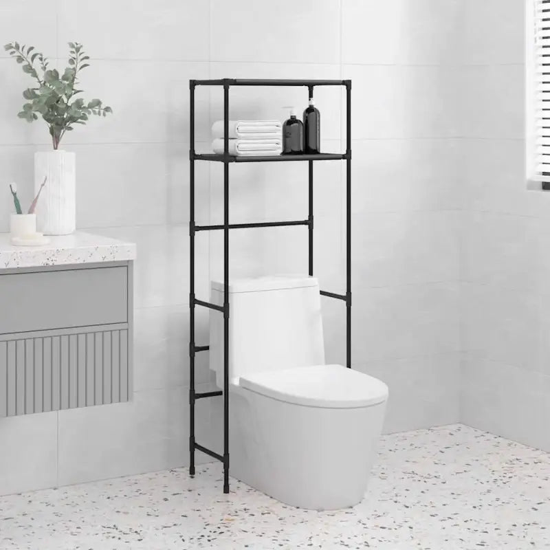 Opbergrek voor boven het toilet voor in een overvolle badkamer - Zwart - Handdoekrekken & -houders