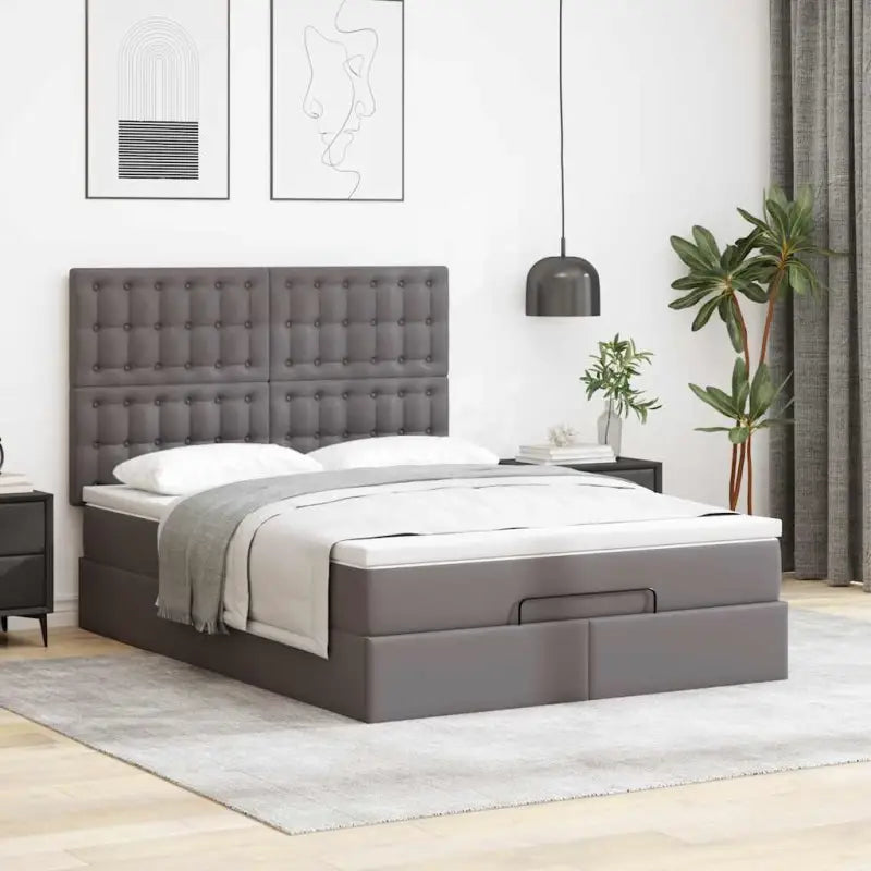 Ottomaan bed met ruime opbergruimte in grijs materiaal - Bedden & bedframes