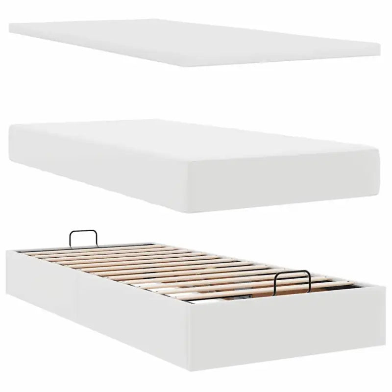 Ottomaans bed met wit materiaal en ruime opbergruimte - Bedden & bedframes