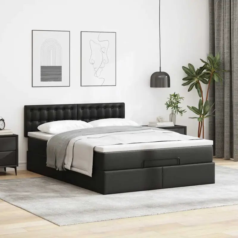 Ottomaanse bed met ruime opbergruimte en zwart materiaal voor comfort - Bedden & bedframes