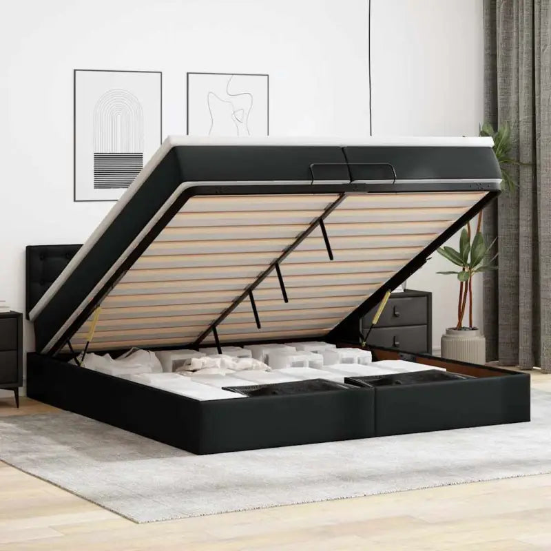 Ottomaanse bed met ruime opbergruimte en zwart materiaal voor comfort - Zwart / 200 x 200 cm - Bedden & bedframes