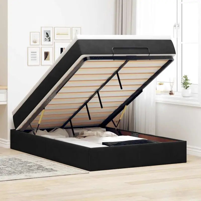 Ottomaanse bed met ruime opbergruimte in zwart materiaal - Zwart / 120 x 190 - Bedden & bedframes