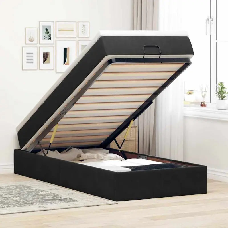 Ottomaanse bed met ruime opbergruimte in zwart materiaal - Zwart / 80 x 200 cm - Bedden & bedframes