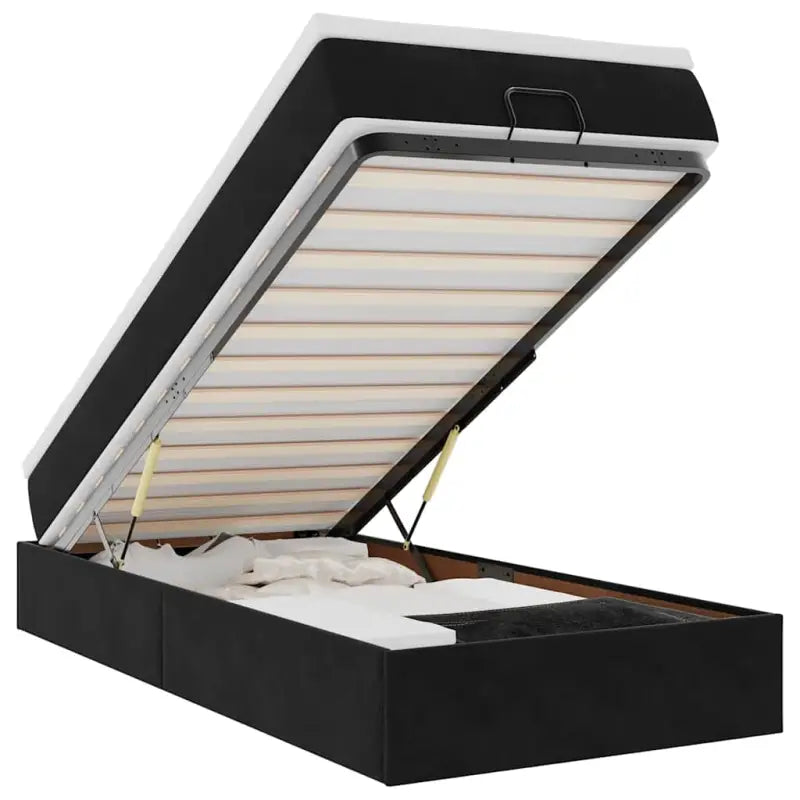 Ottomaanse bed met ruime opbergruimte in zwart materiaal - Bedden & bedframes