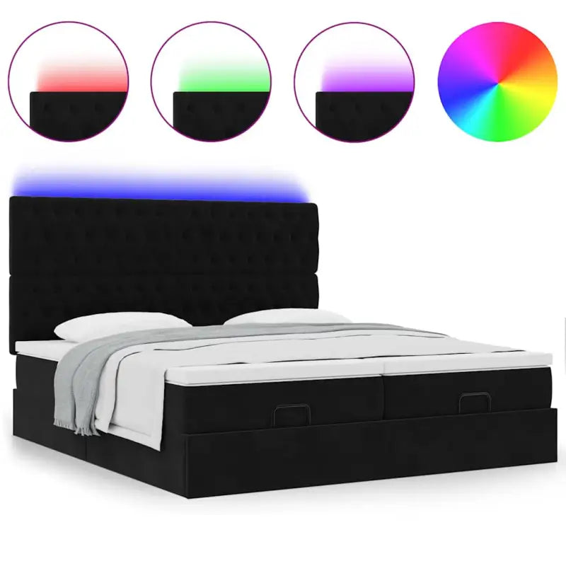 Ottomaanse bed met ruime opbergruimte in zwart materiaal - Bedden & bedframes