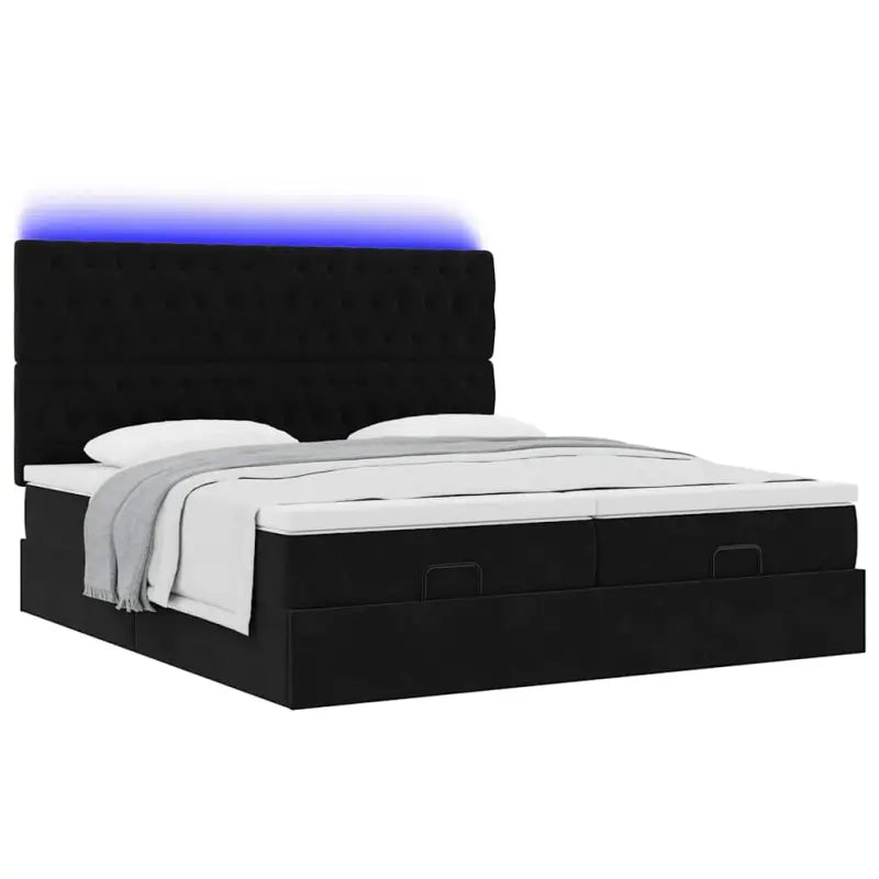 Ottomaanse bed met ruime opbergruimte in zwart materiaal - Bedden & bedframes