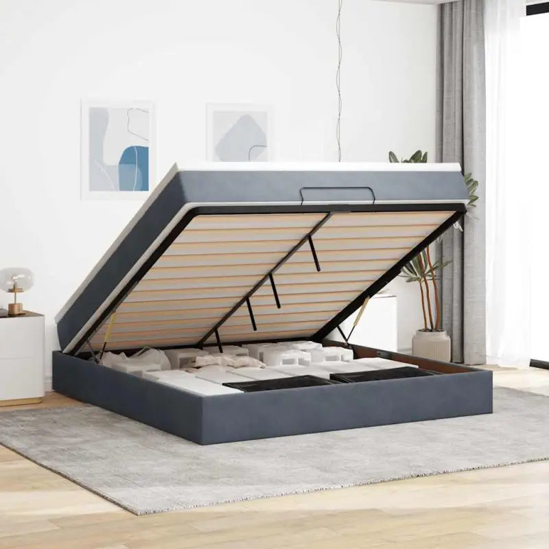 Ottomaanse bed met ruime opbergruimte in zwart materiaal - Donkergrijs / 180 x 200 cm - Bedden & bedframes