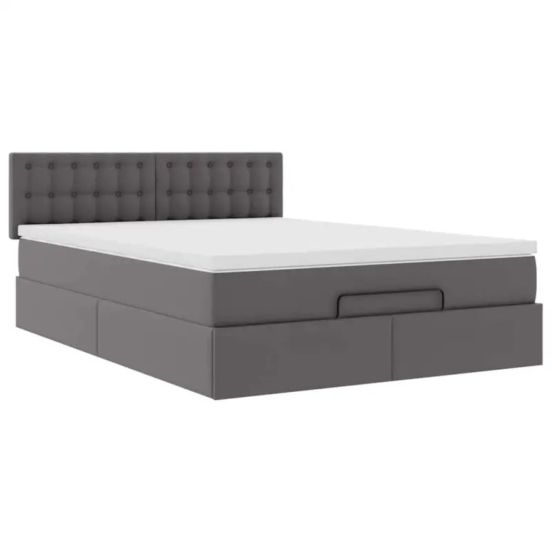 Ottomane bed met grijs materiaal en comfortabele schuimvulling - Bedden & bedframes