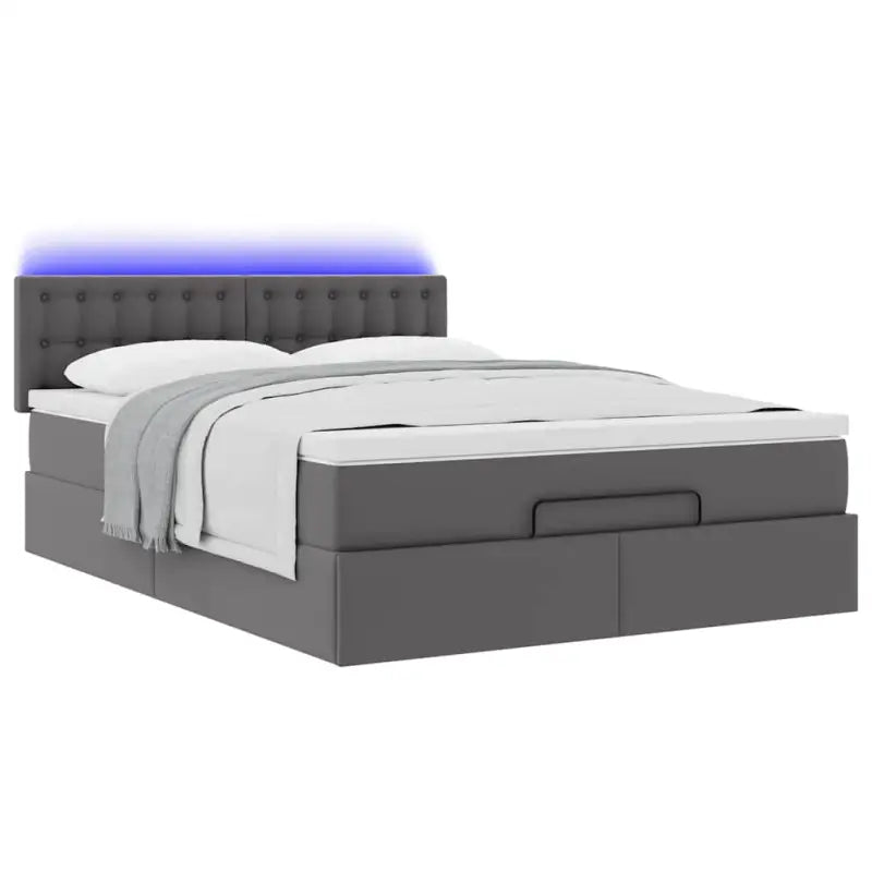 Ottomane bed met grijs materiaal en comfortabele schuimvulling - Bedden & bedframes