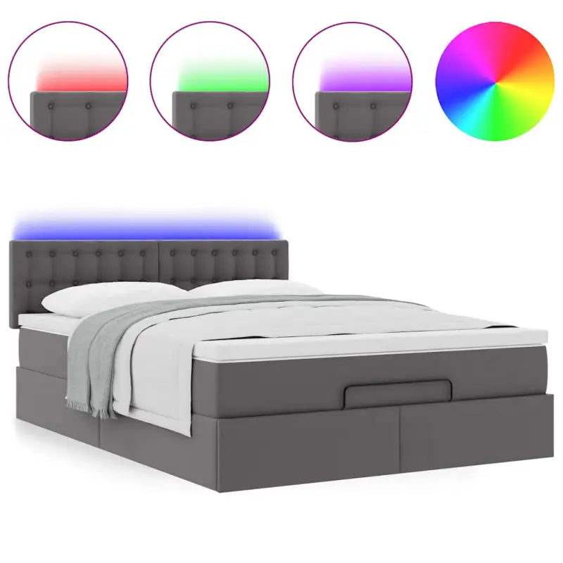 Ottomane bed met grijs materiaal en comfortabele schuimvulling - Bedden & bedframes
