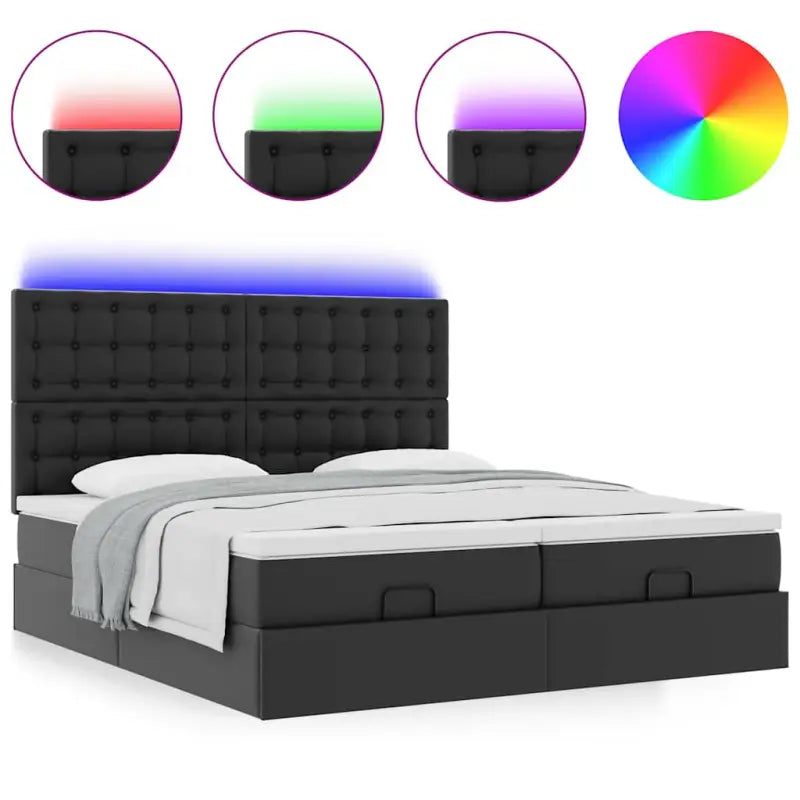 Ottomane bed met zwart materiaal en comfortabele vulling - Bedden & bedframes