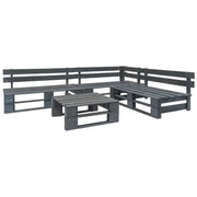 Pallet loungeset in geïmpregneerd grenenhout voor buiten ontspanning - Grijs - Tuinsets