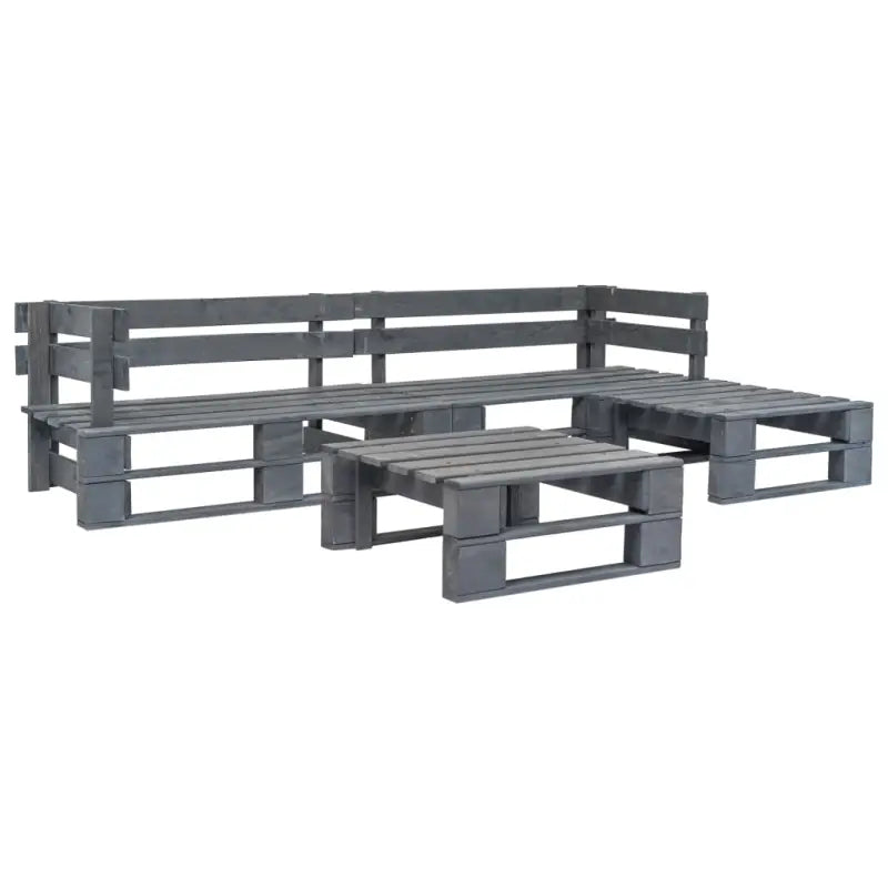 Pallet loungeset van geïmpregneerd grenenhout voor buitenplezier - Grijs - Tuinsets