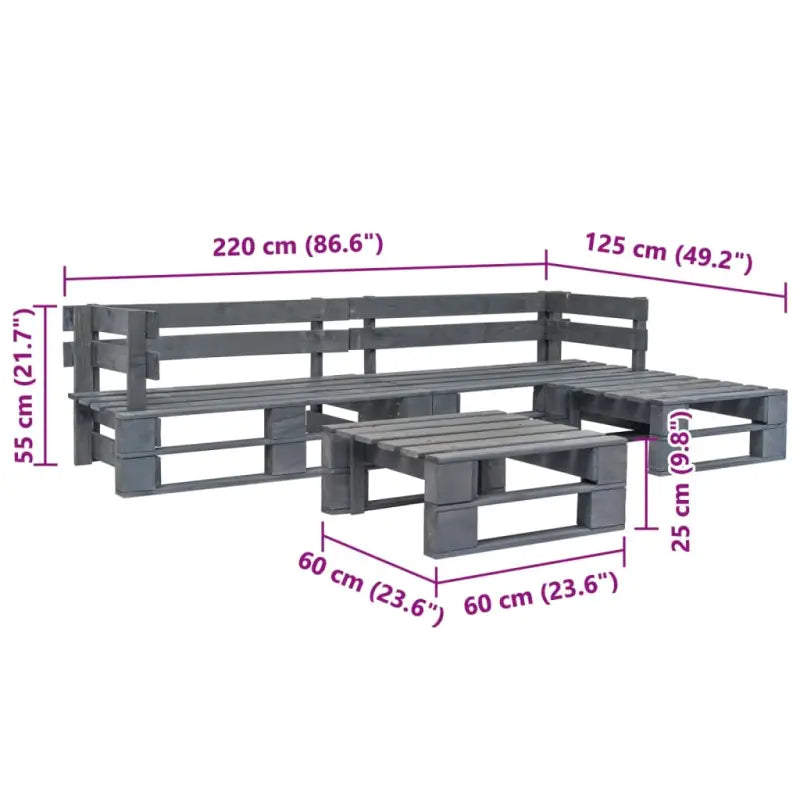 Pallet loungeset van geïmpregneerd grenenhout voor buitenplezier - Tuinsets