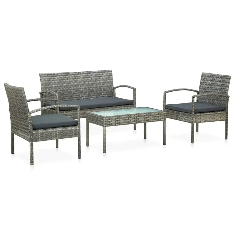 PE-rattan tuinmeubelset met brede en diepe zittingen voor stijlvolle tuinen - Grijs - Tuinsets