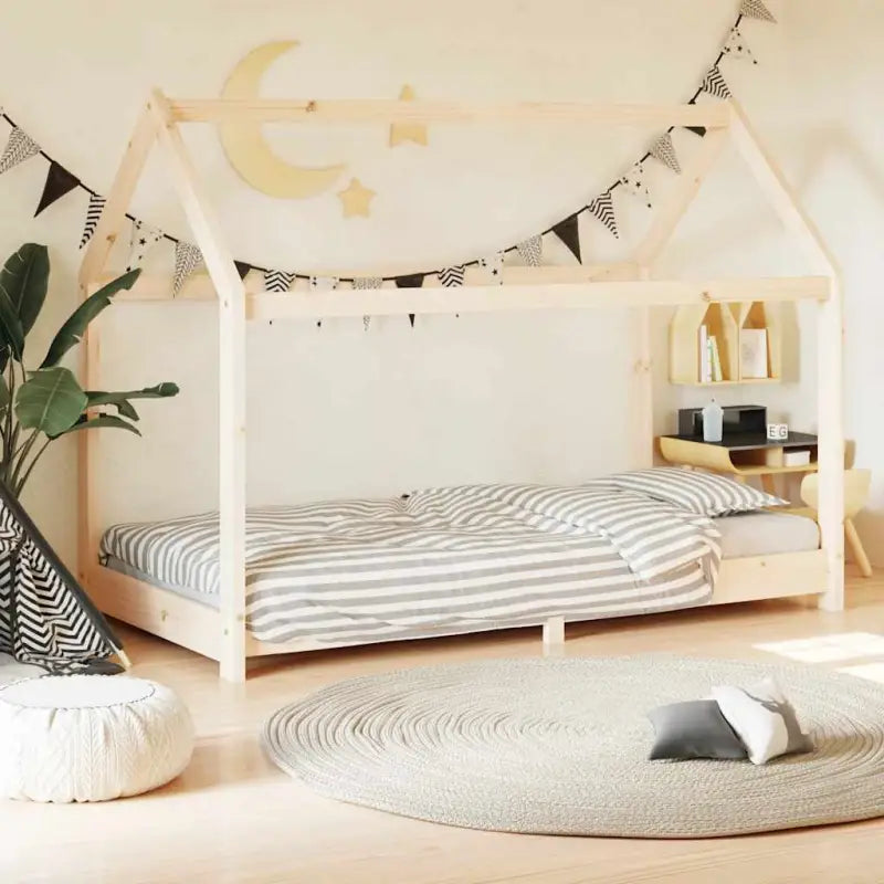 Peuter- en kinderbed met massief grenenhout en boomhut-stijl - Bruin / 70 x 140 cm - Peuter- & kinderbedden