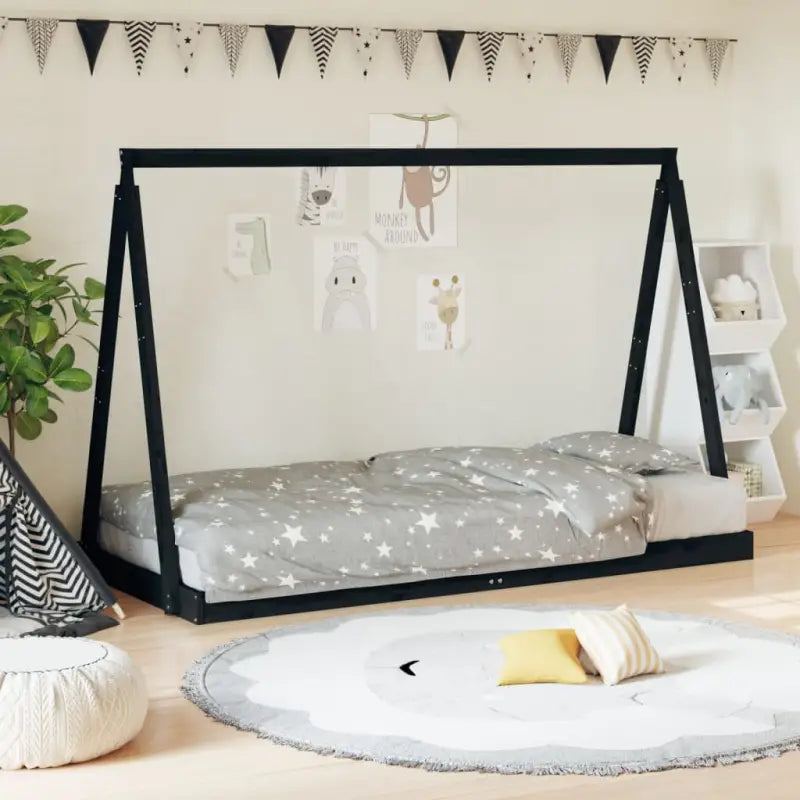 Peuter- En Kinderbed Met Massief Grenenhout Voor Een Knus Thema - Zwart / 90 x 190 cm - Peuter- & kinderbedden