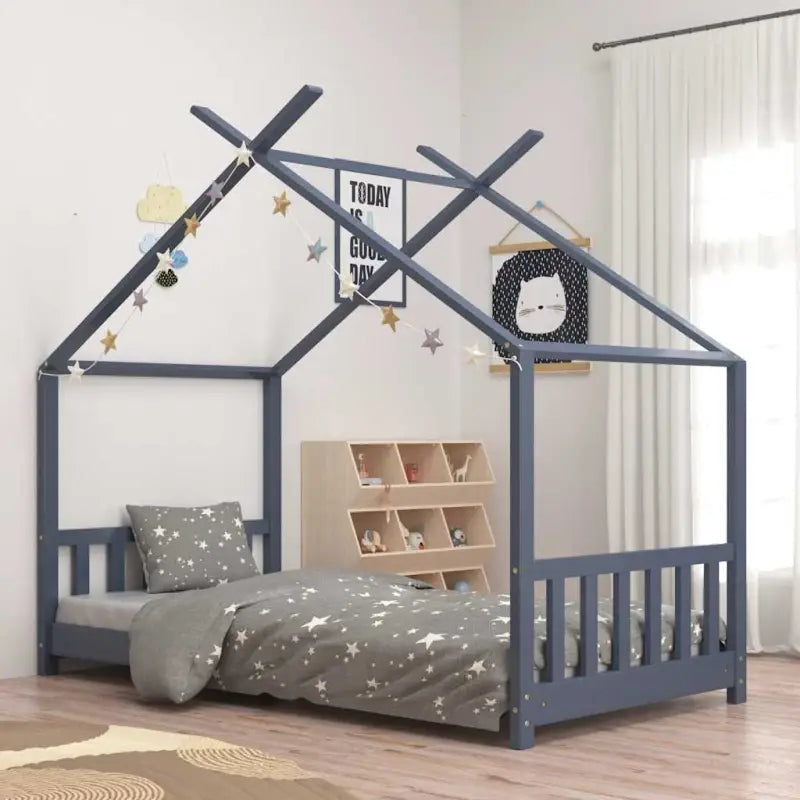 Peuter- en kinderbedden met massief grenenhout voor kinderen jonger - Grijs / 70 x 140 cm - Peuter- & kinderbedden