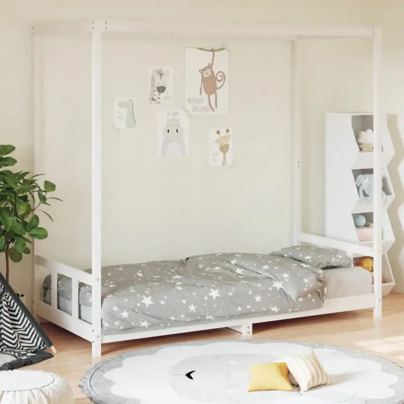 Peuterbed met massief grenenhout voor een natuurlijke slaapkamer - Wit / 90 x 190 cm - Peuter- & kinderbedden