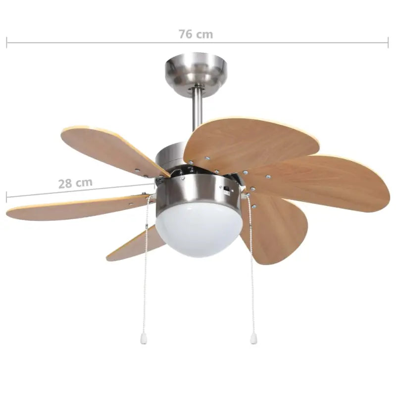 Plafondventilator van chroom en MDF voor koeling en verlichting - Plafondventilators