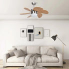 Plafondventilator van chroom en MDF voor koeling en verlichting - Plafondventilators