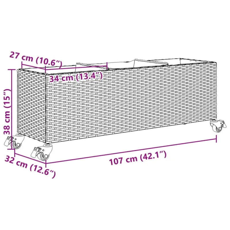 Plantenbak in poly rattan met nonwoven zak voor buitengebruik - Bloempotten & plantenbakken