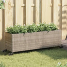 Plantenbak in poly rattan met nonwoven zak voor buitengebruik - Grijs / 107 x 32 x 38 cm / 2 - Bloempotten &
