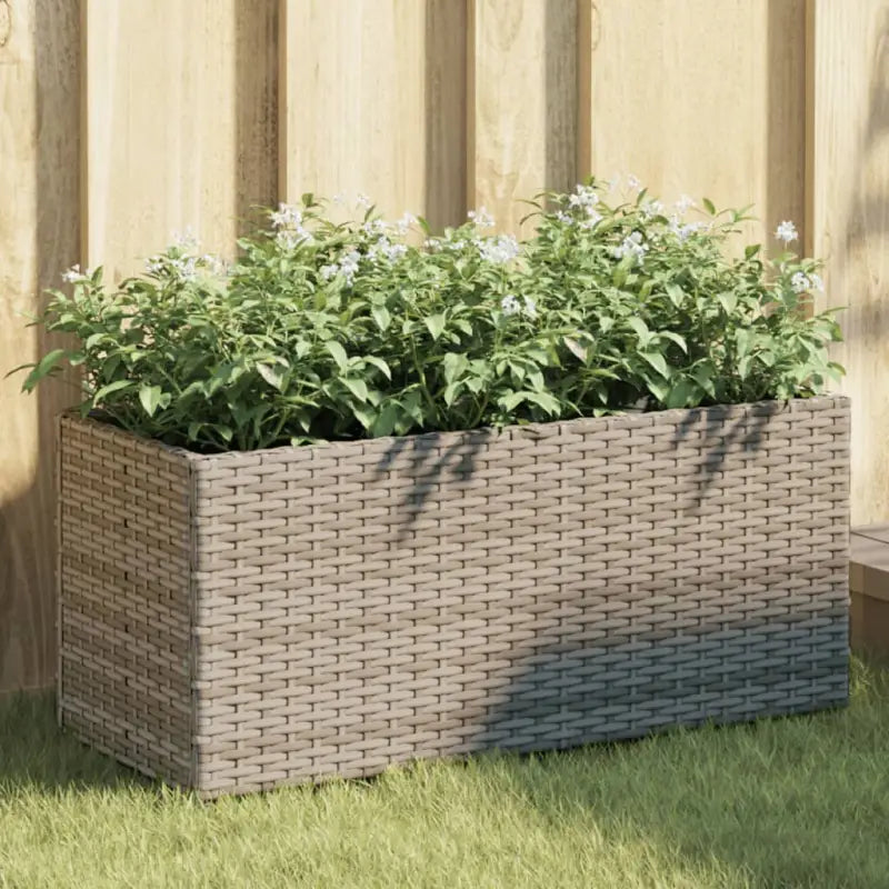 Plantenbak in poly rattan met nonwoven zak voor buitengebruik - Grijs / 72 x 30 x 32 cm / 2 - Bloempotten &