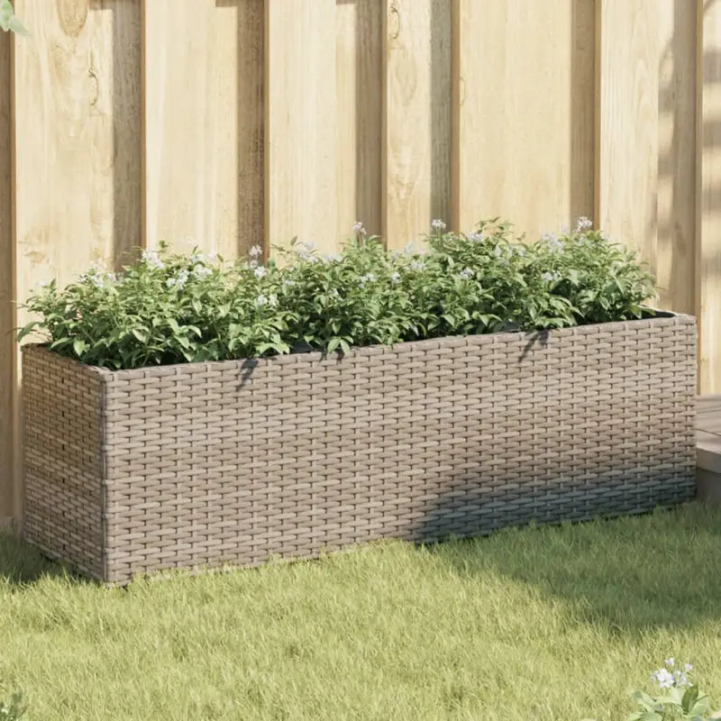 Plantenbak in poly rattan met nonwoven zak voor buitengebruik - Grijs / 105 x 30 x 32 cm / 1 - Bloempotten &