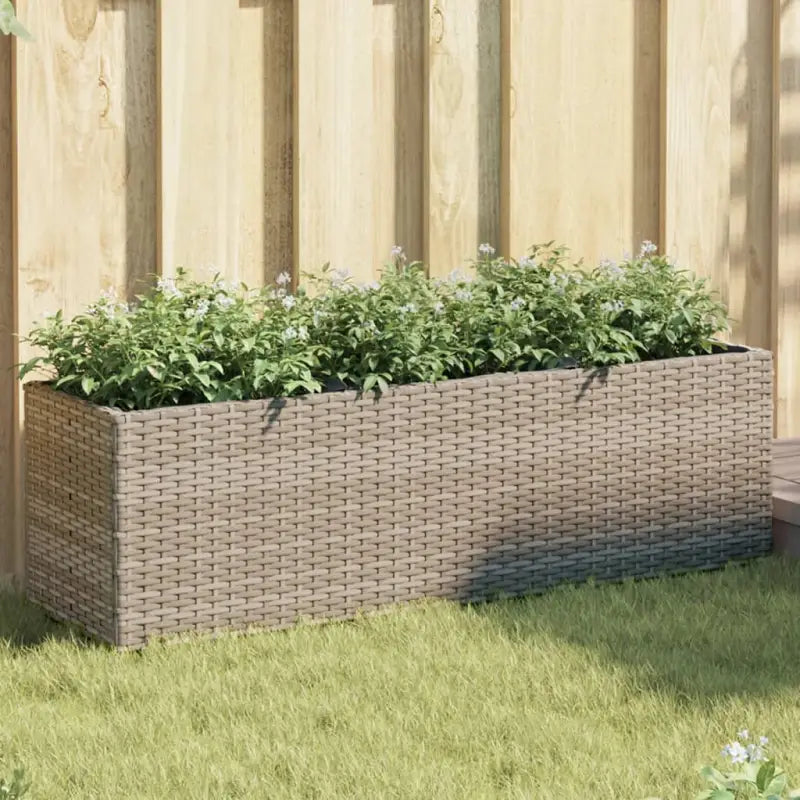 Plantenbak in poly rattan met nonwoven zak voor buitengebruik - Grijs / 105 x 30 x 32 cm / 2 - Bloempotten &