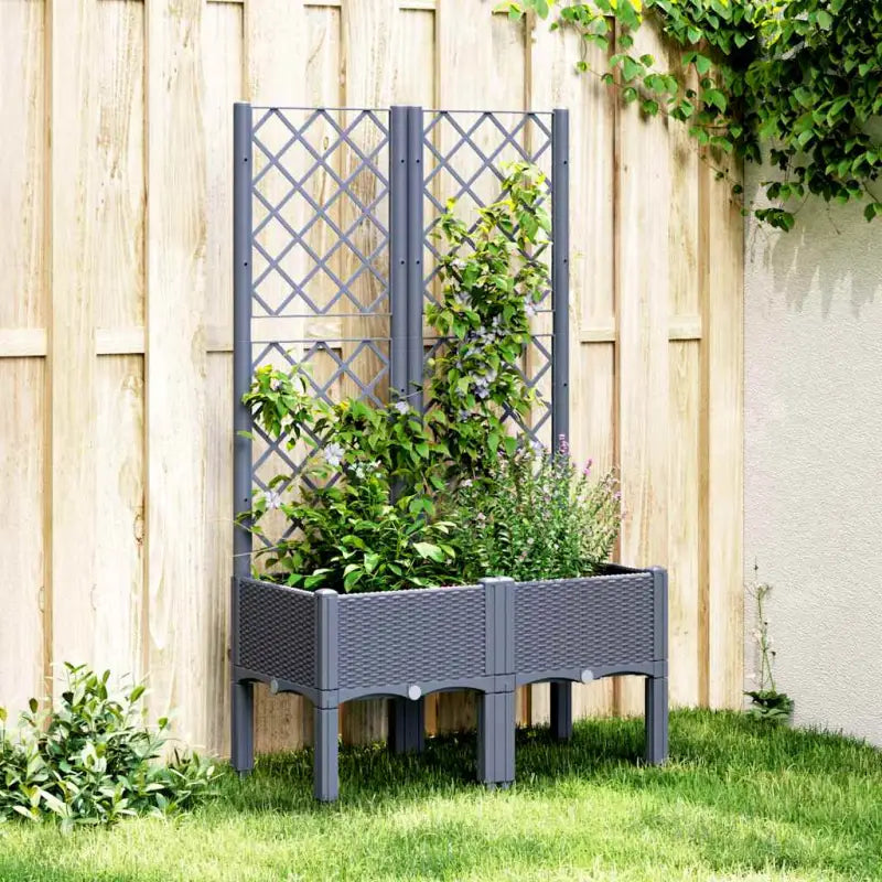 Plantenbak met latwerk voor klimplanten in tuin of op terras - Blauwgrijs / 80 x 40 x 142 cm / 1 - Bloempotten &