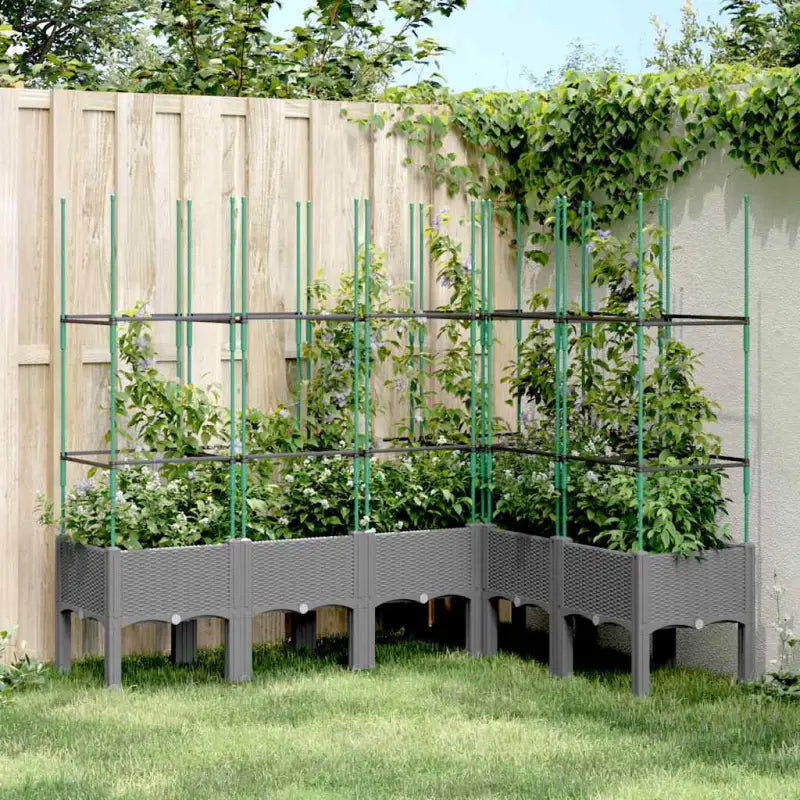Plantenbak met latwerk voor klimplanten in tuin of terras - Lichtgrijs / 160 x 120 x 142.5 cm / 1 - Bloempotten &