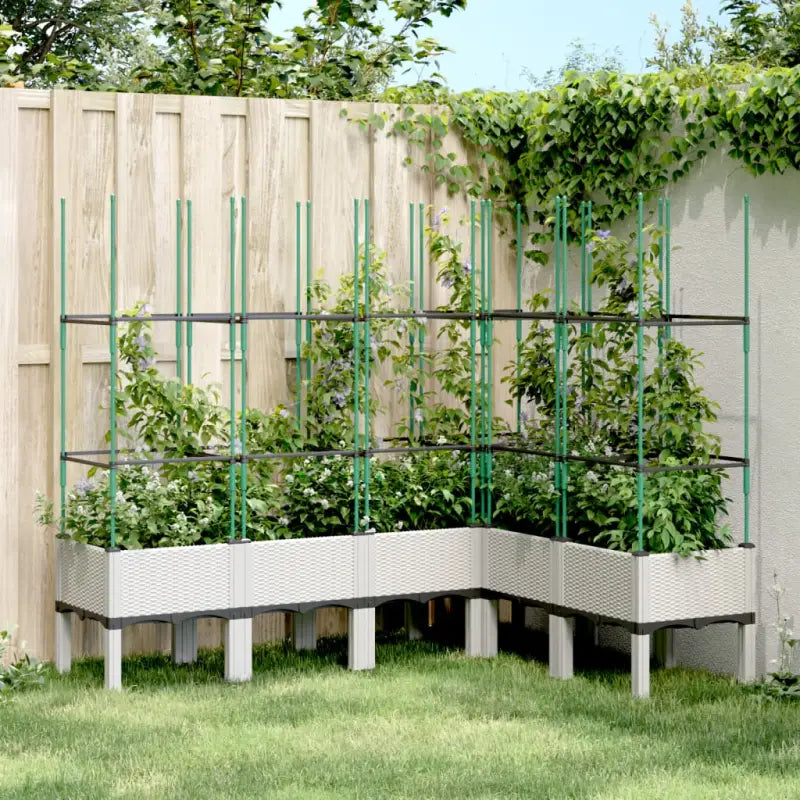 Plantenbak met latwerk voor klimplanten in tuin of terras - Wit / 160 x 120 x 142.5 cm / 1 - Bloempotten & plantenbakken