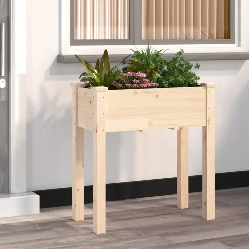 Plantenbak met voering van massief vurenhout voor tuin en terras - Naturel / 71 x 37 x 76 cm / 1 - Bloempotten &