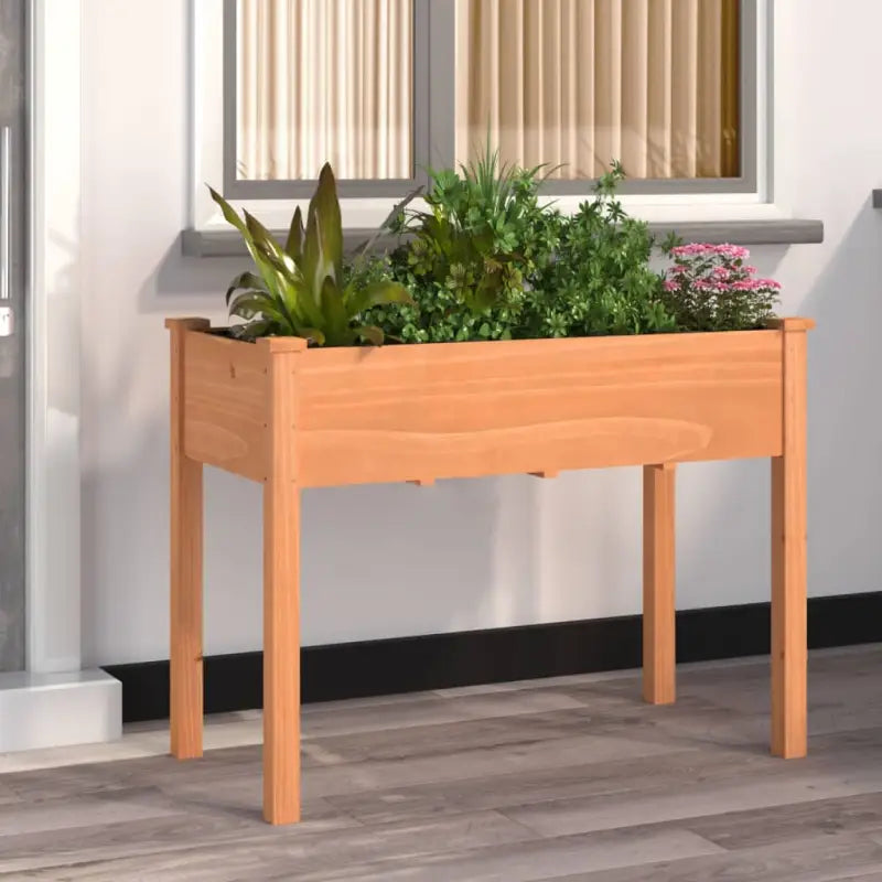 Plantenbak met voering van massief vurenhout voor tuin en terras - Bruin / 118 x 59 x 76 cm / 1 - Bloempotten &