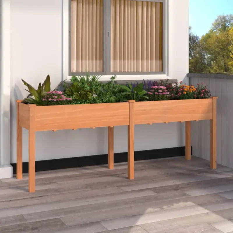 Plantenbak met voering van massief vurenhout voor tuin en terras - Bruin / 203 x 53 x 76 cm / 1 - Bloempotten &