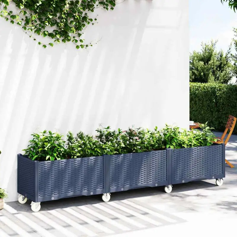 Plantenbak met wielen voor tuin en terras - Blauwgrijs / 240 x 50 x 54 cm / 1 - Bloempotten & plantenbakken