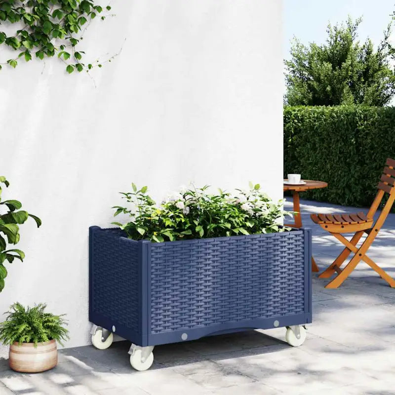 Plantenbak met wielen voor tuin en terras - Blauwgrijs / 80 x 50 x 54 cm / 1 - Bloempotten & plantenbakken