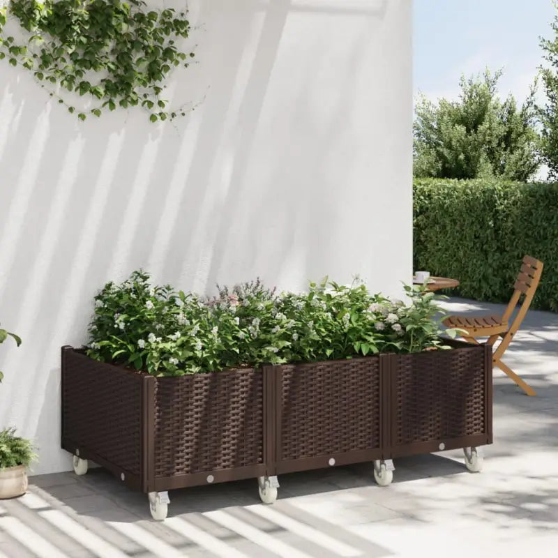Plantenbak met wielen voor tuin en terras - Bruin / 150 x 80 x 54 cm / 1 - Bloempotten & plantenbakken
