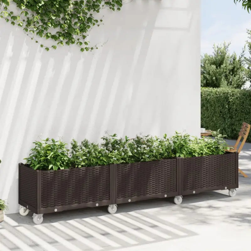 Plantenbak met wielen voor tuin en terras - Bruin / 240 x 50 x 54 cm / 1 - Bloempotten & plantenbakken