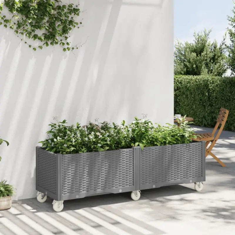 Plantenbak met wielen voor tuin en terras - Lichtgrijs / 160 x 50 x 54 cm / 1 - Bloempotten & plantenbakken