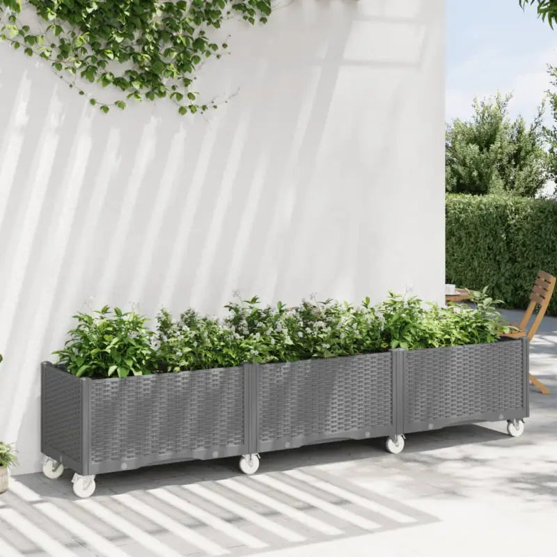 Plantenbak met wielen voor tuin en terras - Lichtgrijs / 240 x 50 x 54 cm / 1 - Bloempotten & plantenbakken